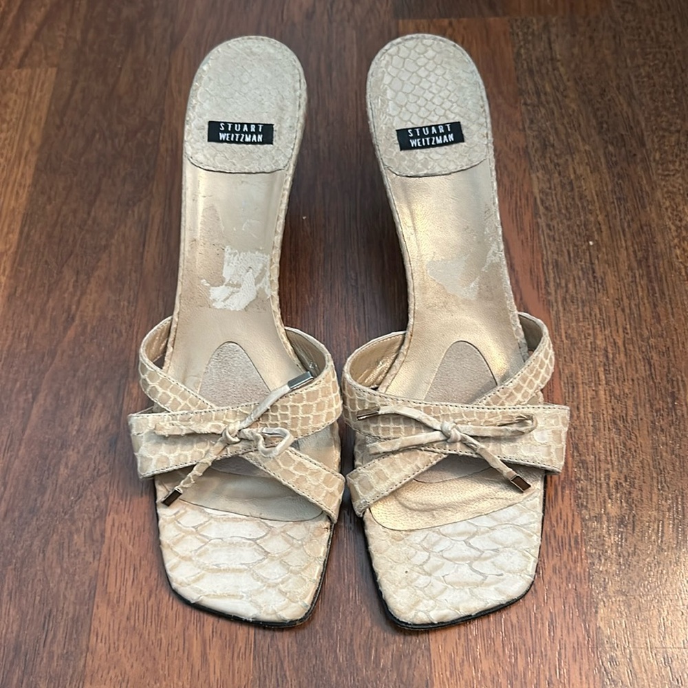 Vintage kitten heel open toe mules